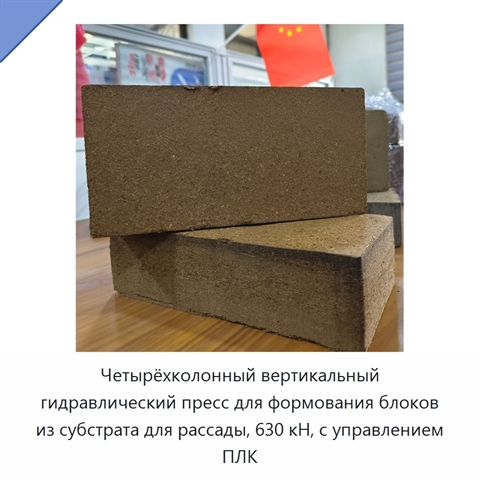 Четырёхколонный вертикальный гидравлический пресс для формования блоков из субстрата для рассады, 630 кН, с управлением ПЛК