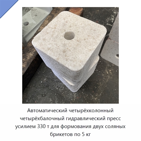 Автоматический четырёхколонный четырёхбалочный гидравлический пресс усилием 330 т для формования двух соляных брикетов по 5 кг