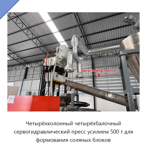 Четырёхколонный четырёхбалочный сервогидравлический пресс усилием 500 т для формования соляных блоков