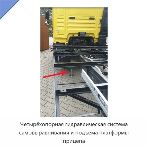 Четырёхопорная гидравлическая система самовыравнивания и подъёма платформы прицепа