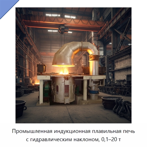Промышленная индукционная плавильная печь с гидравлическим наклоном, 0,1–20 т