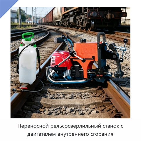 Переносной рельсосверлильный станок с двигателем внутреннего сгорания