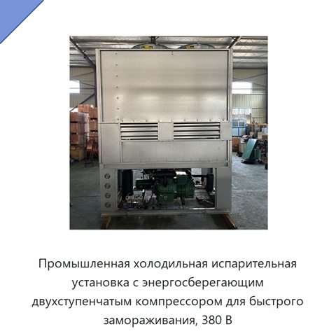 Промышленная холодильная испарительная установка с энергосберегающим двухступенчатым компрессором для быстрого замораживания, 380 В