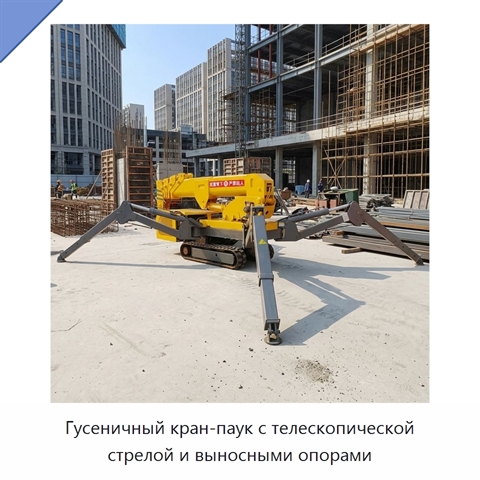 Гусеничный кран-паук с телескопической стрелой и выносными опорами