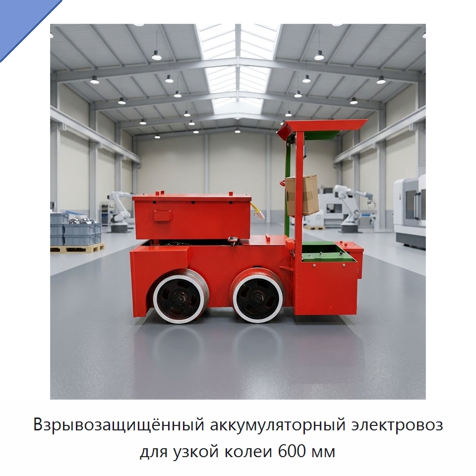 Взрывозащищённый аккумуляторный электровоз для узкой колеи 600 мм — Горнодобывающее оборудование