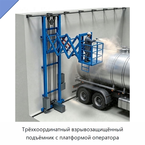 Трёхкоординатный взрывозащищённый подъёмник с платформой оператора