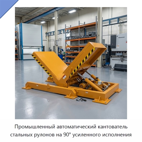 Промышленный автоматический кантователь стальных рулонов на 90° усиленного исполнения