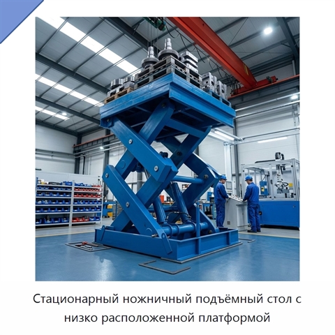 Стационарный ножничный подъёмный стол с низко расположенной платформой
