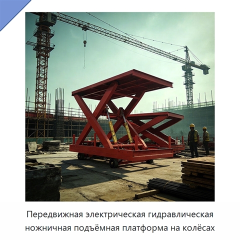 Передвижная электрическая гидравлическая ножничная подъёмная платформа на колёсах