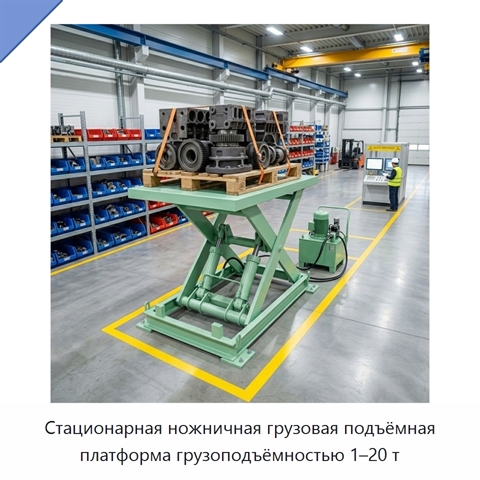 Стационарная ножничная грузовая подъёмная платформа грузоподъёмностью 1–20 т