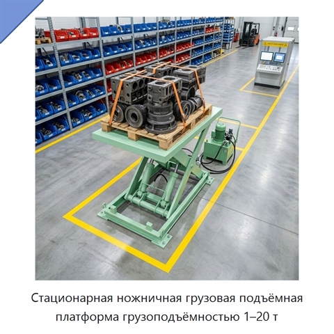 Стационарная ножничная грузовая подъёмная платформа грузоподъёмностью 1–20 т