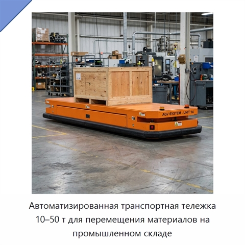 Автоматизированная транспортная тележка 10–50 т для перемещения материалов на промышленном складе