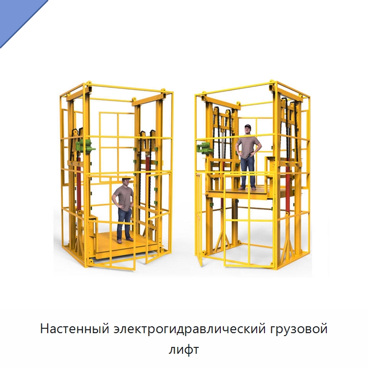 Настенный электрогидравлический грузовой лифт — Подъемные столы