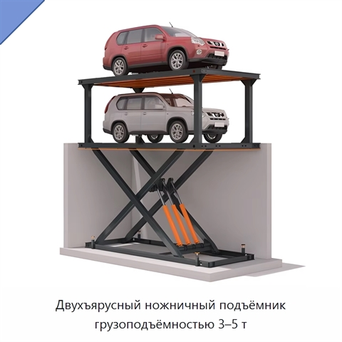 Двухъярусный ножничный подъёмник грузоподъёмностью 3–5 т