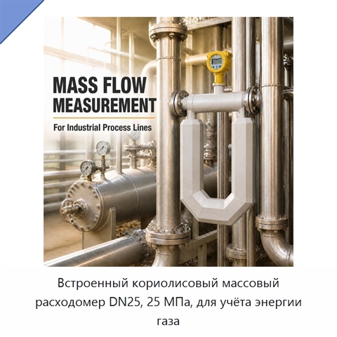 Встроенный кориолисовый массовый расходомер DN25, 25 МПа, для учёта энергии газа