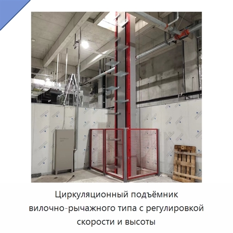 Циркуляционный подъёмник вилочно-рычажного типа с регулировкой скорости и высоты