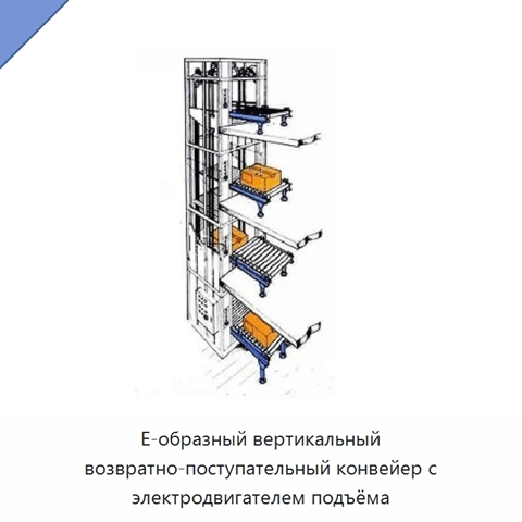 Е-образный вертикальный возвратно-поступательный конвейер с электродвигателем подъёма
