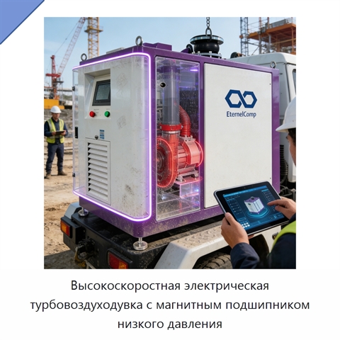 Высокоскоростная электрическая турбовоздуходувка с магнитным подшипником низкого давления