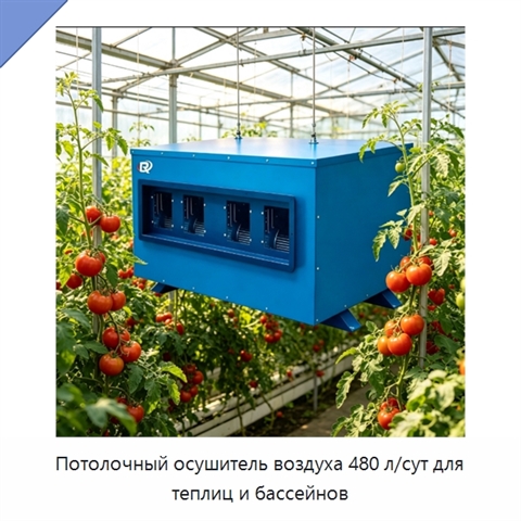 Потолочный осушитель воздуха 480 л/сут для теплиц и бассейнов