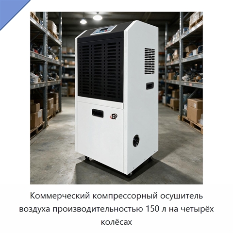 Коммерческий компрессорный осушитель воздуха производительностью 150 л на четырёх колёсах