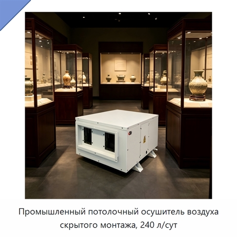 Промышленный потолочный осушитель воздуха скрытого монтажа, 240 л/сут