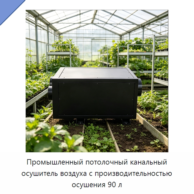 Промышленный потолочный канальный осушитель воздуха с производительностью осушения 90 л