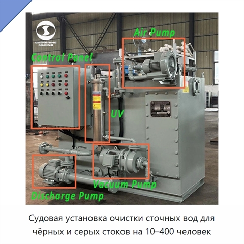 Судовая установка очистки сточных вод для чёрных и серых стоков на 10–400 человек