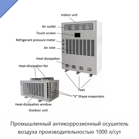 Промышленный антикоррозионный осушитель воздуха производительностью 1000 л/сут