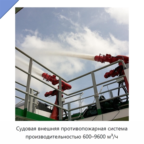 Судовая внешняя противопожарная система производительностью 600–9600 м³/ч