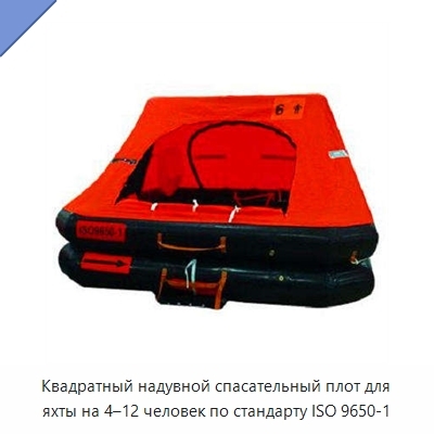 Квадратный надувной спасательный плот для яхты на 4–12 человек по стандарту ISO 9650-1