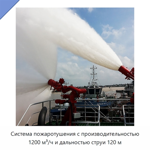 Система пожаротушения с производительностью 1200 м³/ч и дальностью струи 120 м