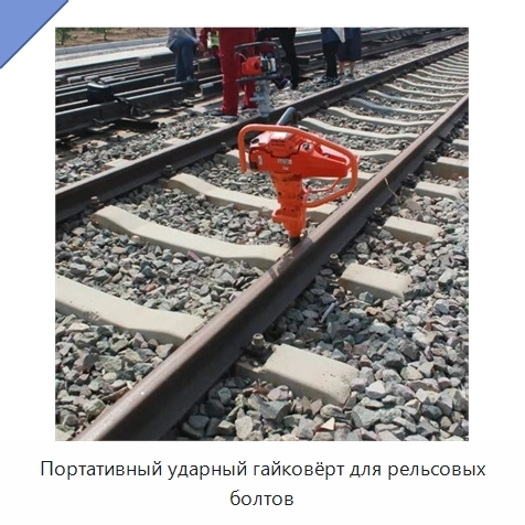 Портативный ударный гайковёрт для рельсовых болтов