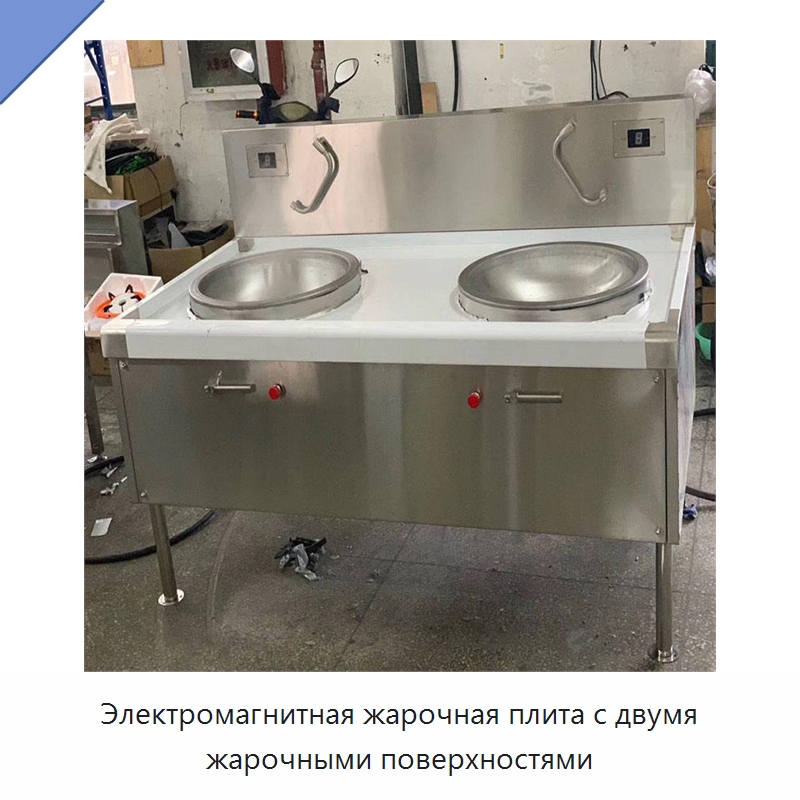 Электромагнитная жарочная плита с двумя жарочными поверхностями