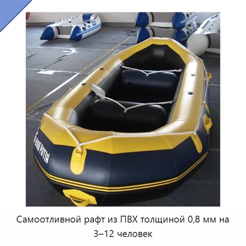 Самоотливной рафт из ПВХ толщиной 0,8 мм на 3–12 человек