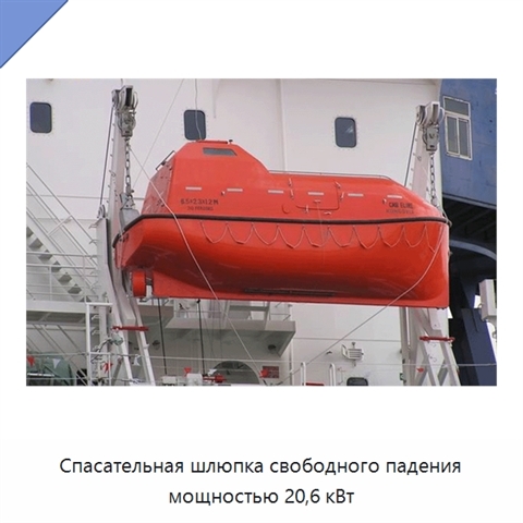 Спасательная шлюпка свободного падения мощностью 20,6 кВт