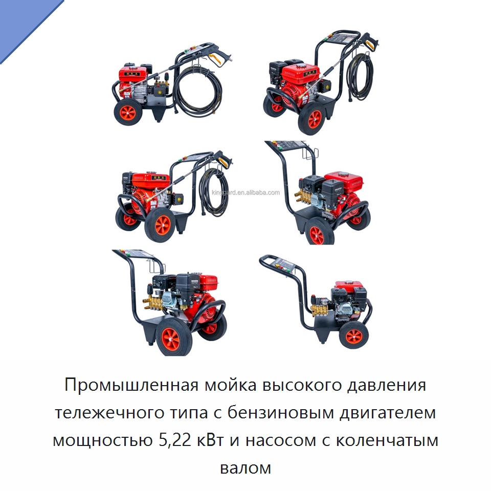 Промышленная мойка высокого давления тележечного типа с бензиновым двигателем мощностью 5,22 кВт и насосом с коленчатым валом — Оборудование для производства напитков и вина