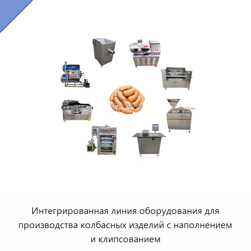 Интегрированная линия оборудования для производства колбасных изделий с наполнением и клипсованием