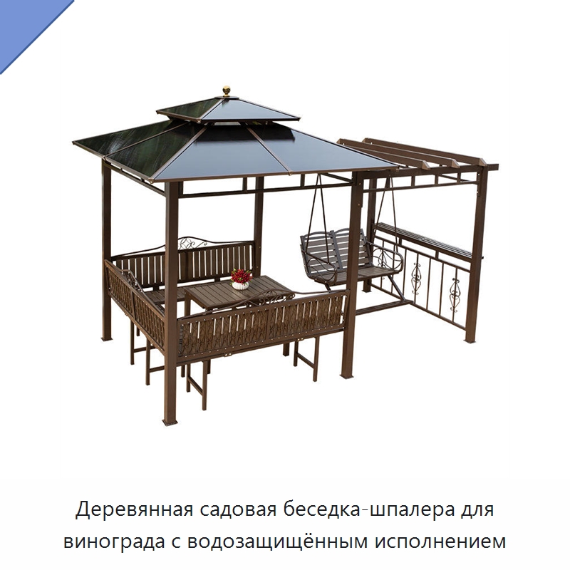 Деревянная садовая беседка-шпалера для винограда с водозащищённым исполнением — Павильоны