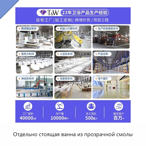 Отдельно стоящая ванна из прозрачной смолы