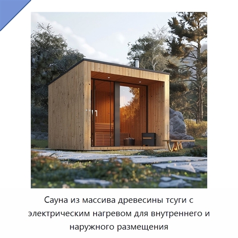 Сауна из массива древесины тсуги с электрическим нагревом для внутреннего и наружного размещения