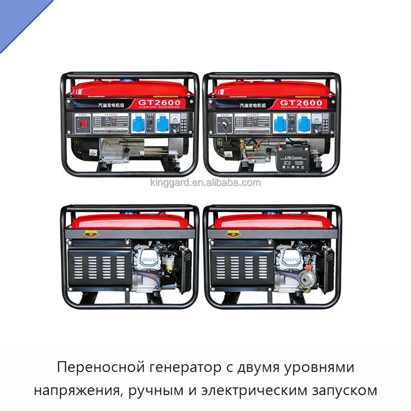Переносной генератор с двумя уровнями напряжения, ручным и электрическим запуском