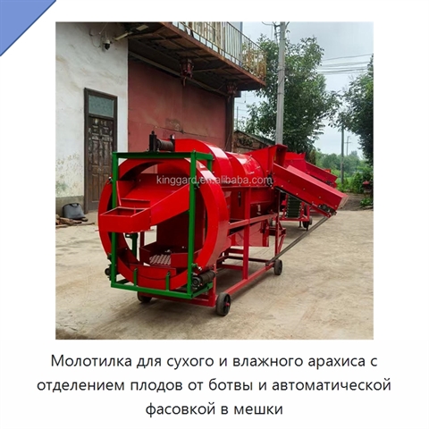 Молотилка для сухого и влажного арахиса с отделением плодов от ботвы и автоматической фасовкой в мешки