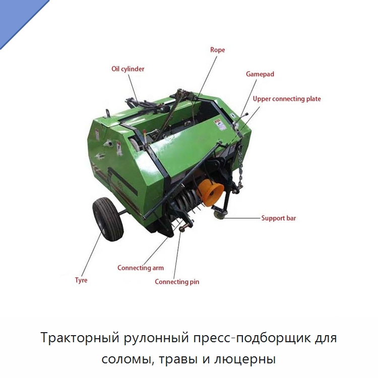 Тракторный рулонный пресс-подборщик для соломы, травы и люцерны