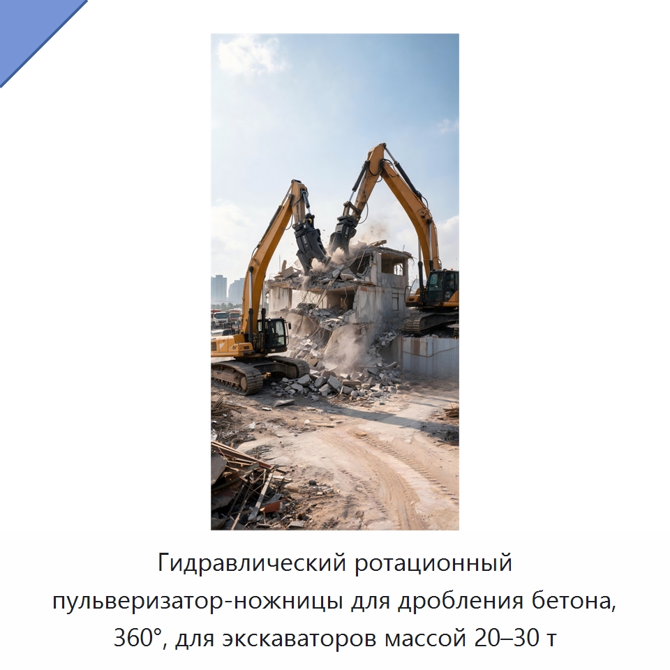 Гидравлический ротационный пульверизатор-ножницы для дробления бетона, 360°, для экскаваторов массой 20–30 т