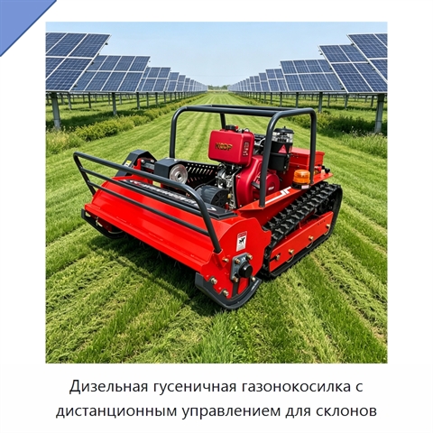 Дизельная гусеничная газонокосилка с дистанционным управлением для склонов