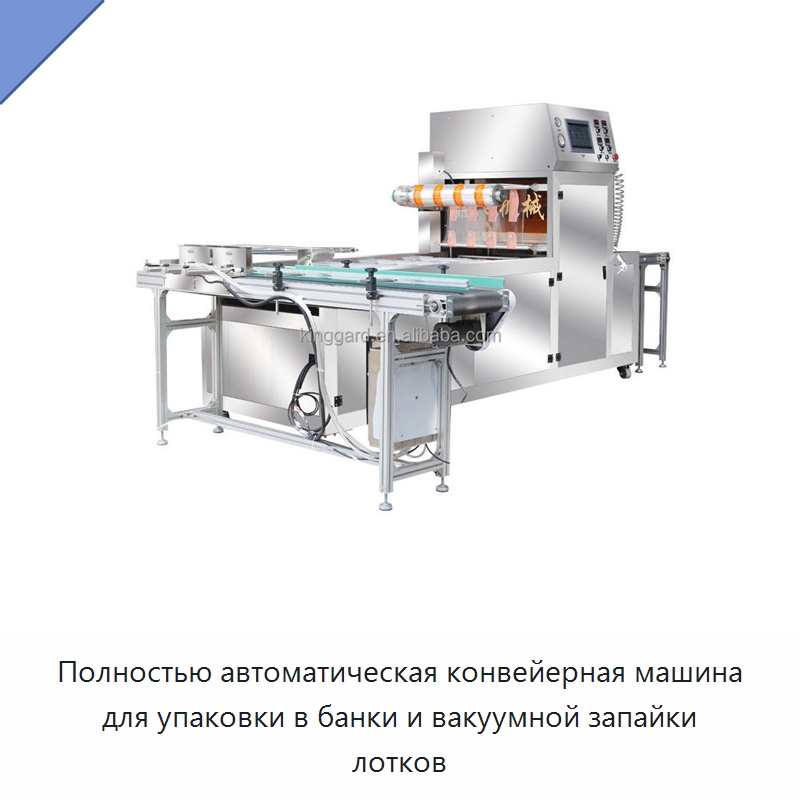 Полностью автоматическая конвейерная машина для упаковки в банки и вакуумной запайки лотков — Запаечные машины