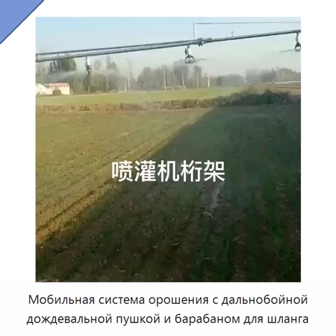 Мобильная система орошения с дальнобойной дождевальной пушкой и барабаном для шланга