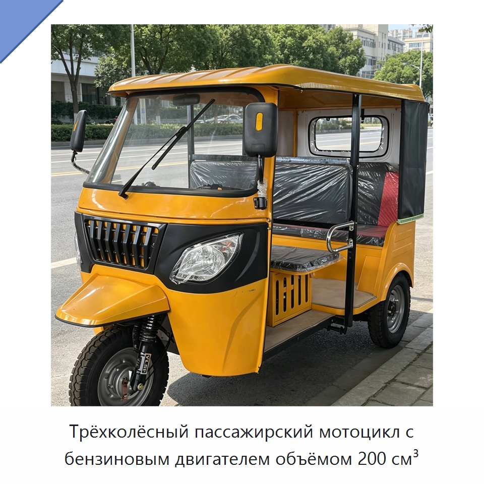 Трёхколёсный пассажирский мотоцикл с бензиновым двигателем объёмом 200 см³ — Специальные машины и промышленное оборудование