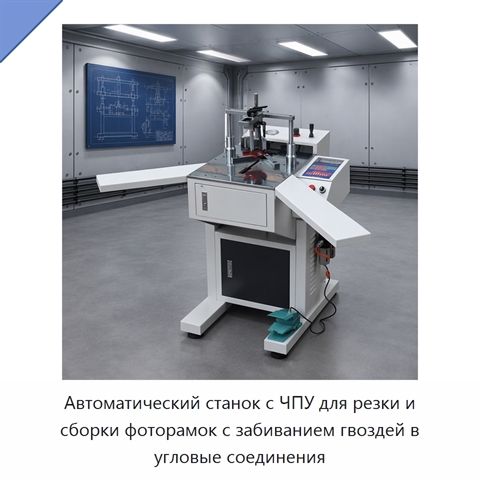Автоматический станок с ЧПУ для резки и сборки фоторамок с забиванием гвоздей в угловые соединения