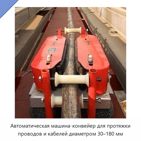 Автоматическая машина-конвейер для протяжки проводов и кабелей диаметром 30–180 мм